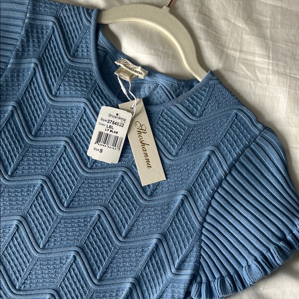 Shoshanna Sky Blue Geometric Blouse
